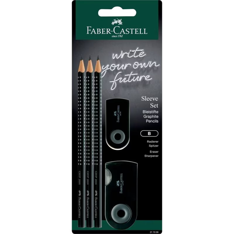 Set Grip Flow 3 Pencils + Eraser + Sharpener FABER-CASTELL