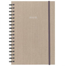 Diary Daily (Saturday/Sunday-Same Page) 2025 Fabric Spiral Beige 17x25mm NEXT