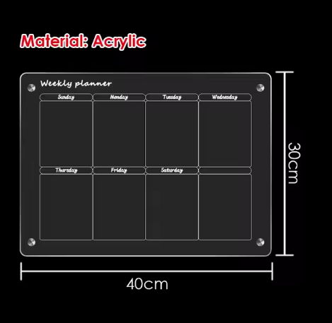 Glass Dry Erase Weekly planner 30x40cm FOSKA