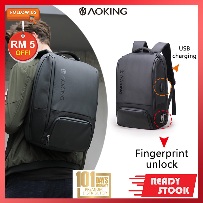 Waterproof Business Laptop Backpack Black AOKING