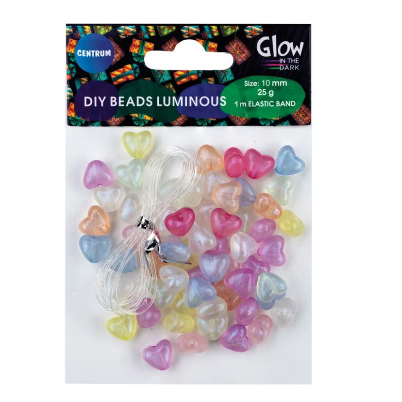 Heart Beads 10mm 25g (glow-in-the-dark) CENTRUM