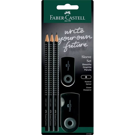 Set Grip Flow 3 Pencils + Eraser + Sharpener FABER-CASTELL