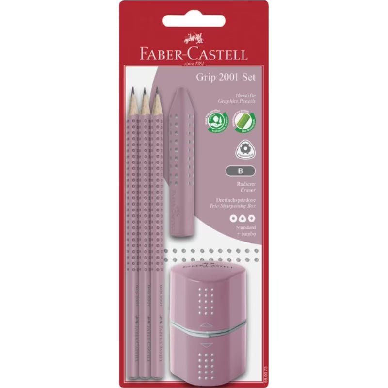 Set Grip Flow 3 Pencils + Eraser + Sharpener FABER-CASTELL
