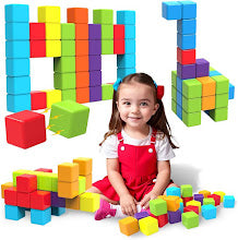 Wooden Cube 19x19x19mm 6 colors x20 cubes FOSKA