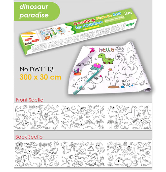 Drawing Roll Adhesive 30cm * 300cm Dinisaur Paradise FOSKA