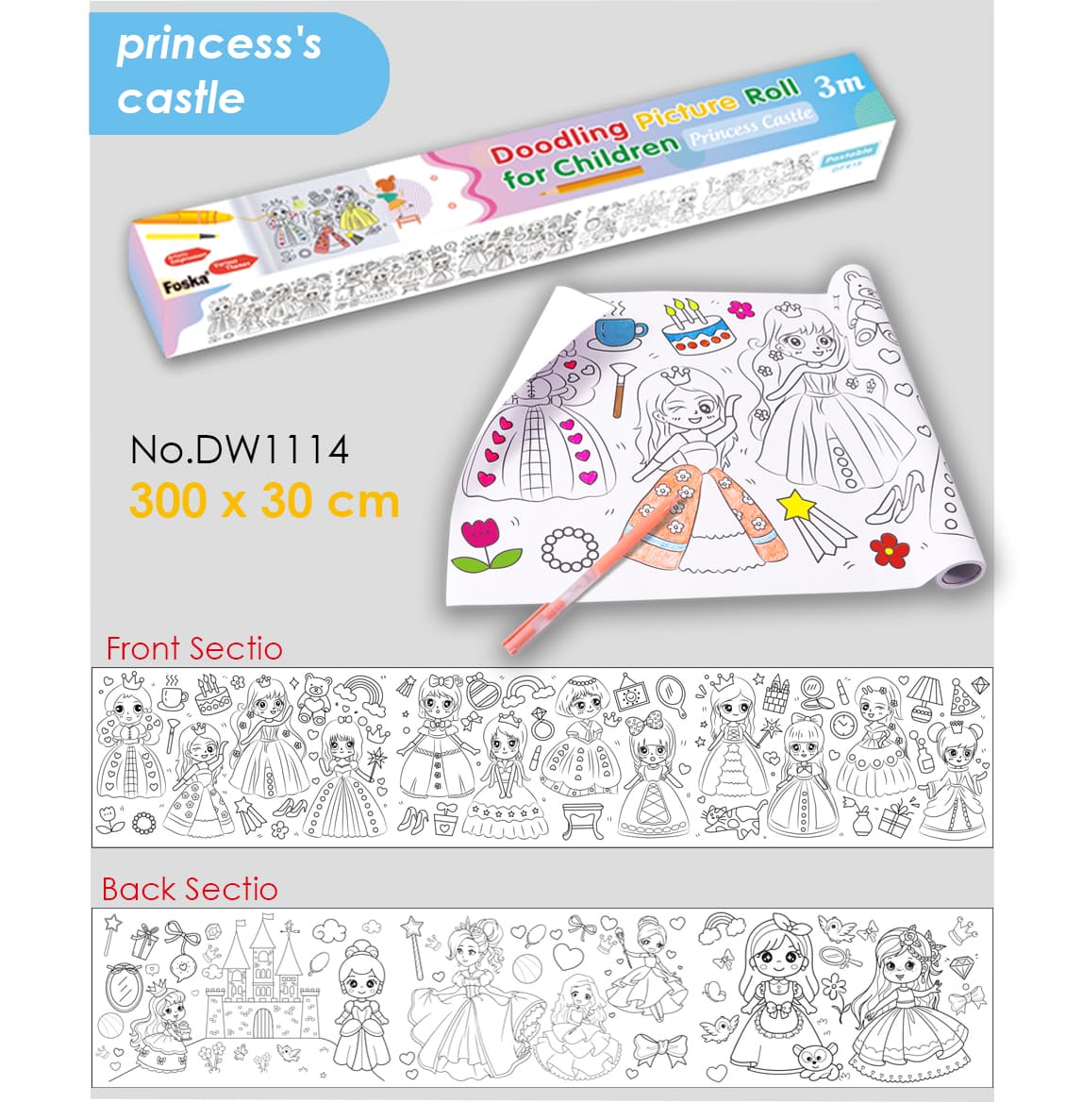 Drawing Roll Adhesive 30cm * 300cm Princess's Castle FOSKA