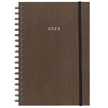 Diary Daily (Saturday/Sunday-Same Page) 2025 Fabric Spiral Brown 14x21mm NEXT