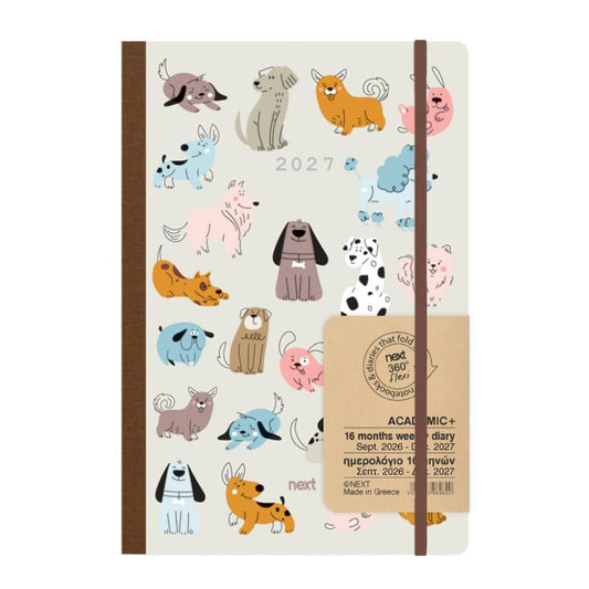 Diary Flexi Academic 14x21 2026Sept-2027Dec Dogs NEXT