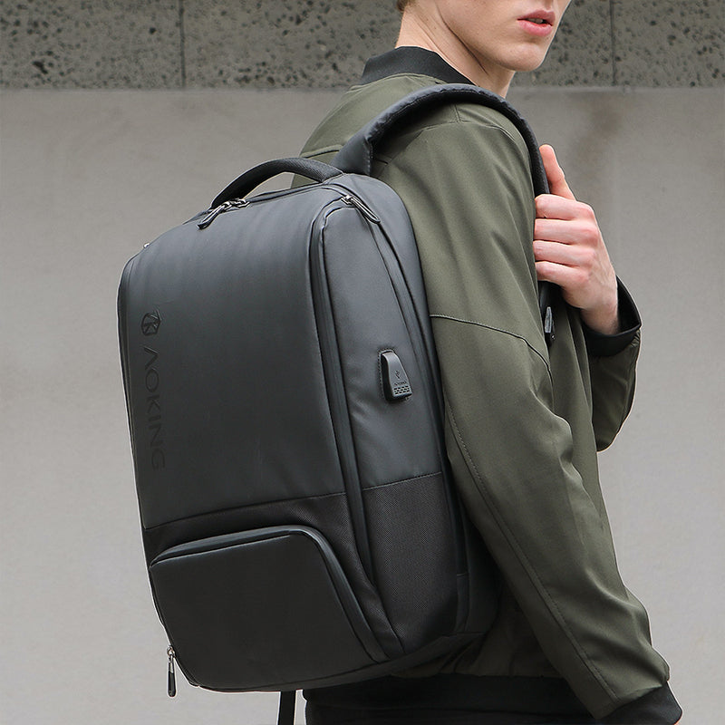 Waterproof Business Laptop Backpack Black AOKING