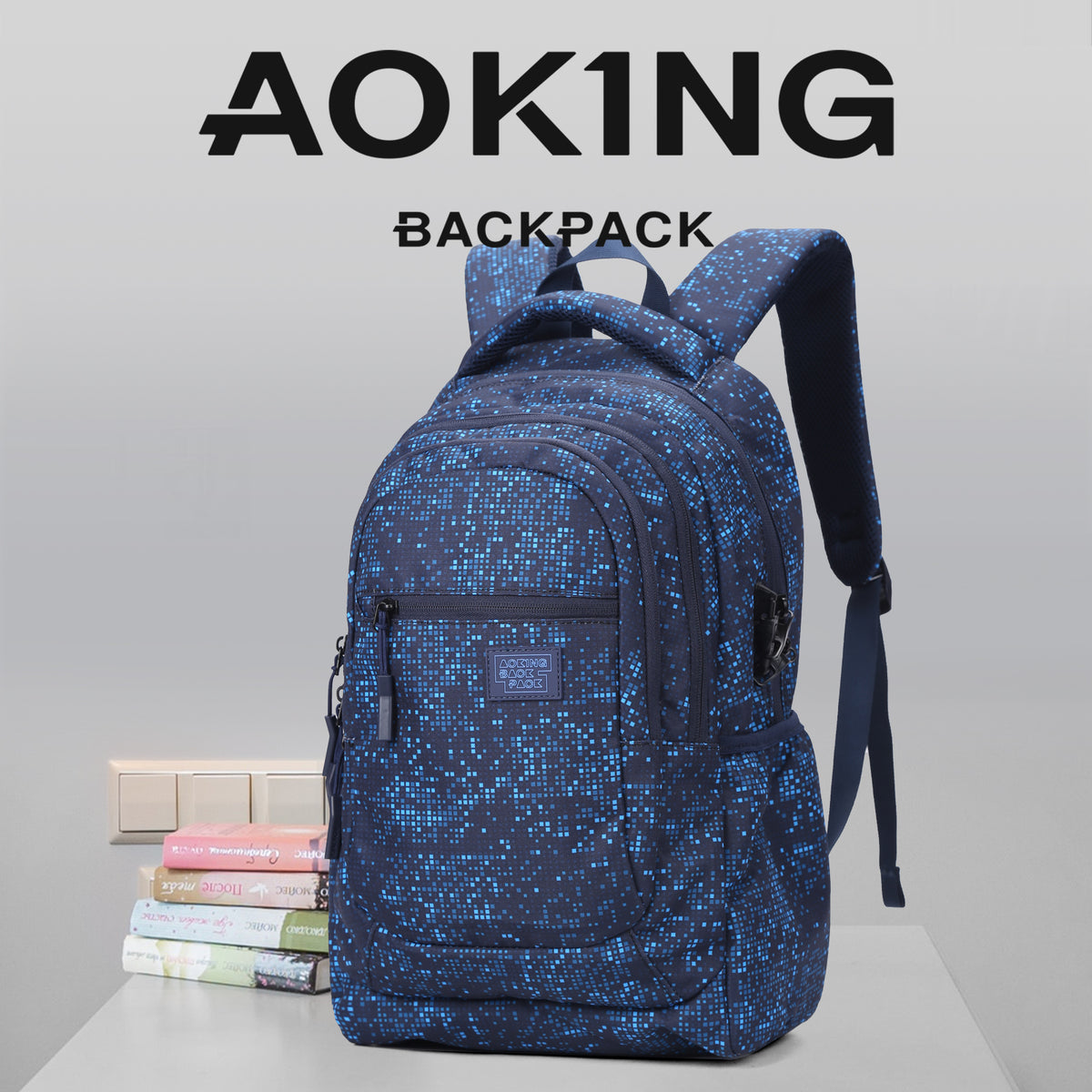 Waterproof Large Capacity Sport or School Backpack Blue AOKING
