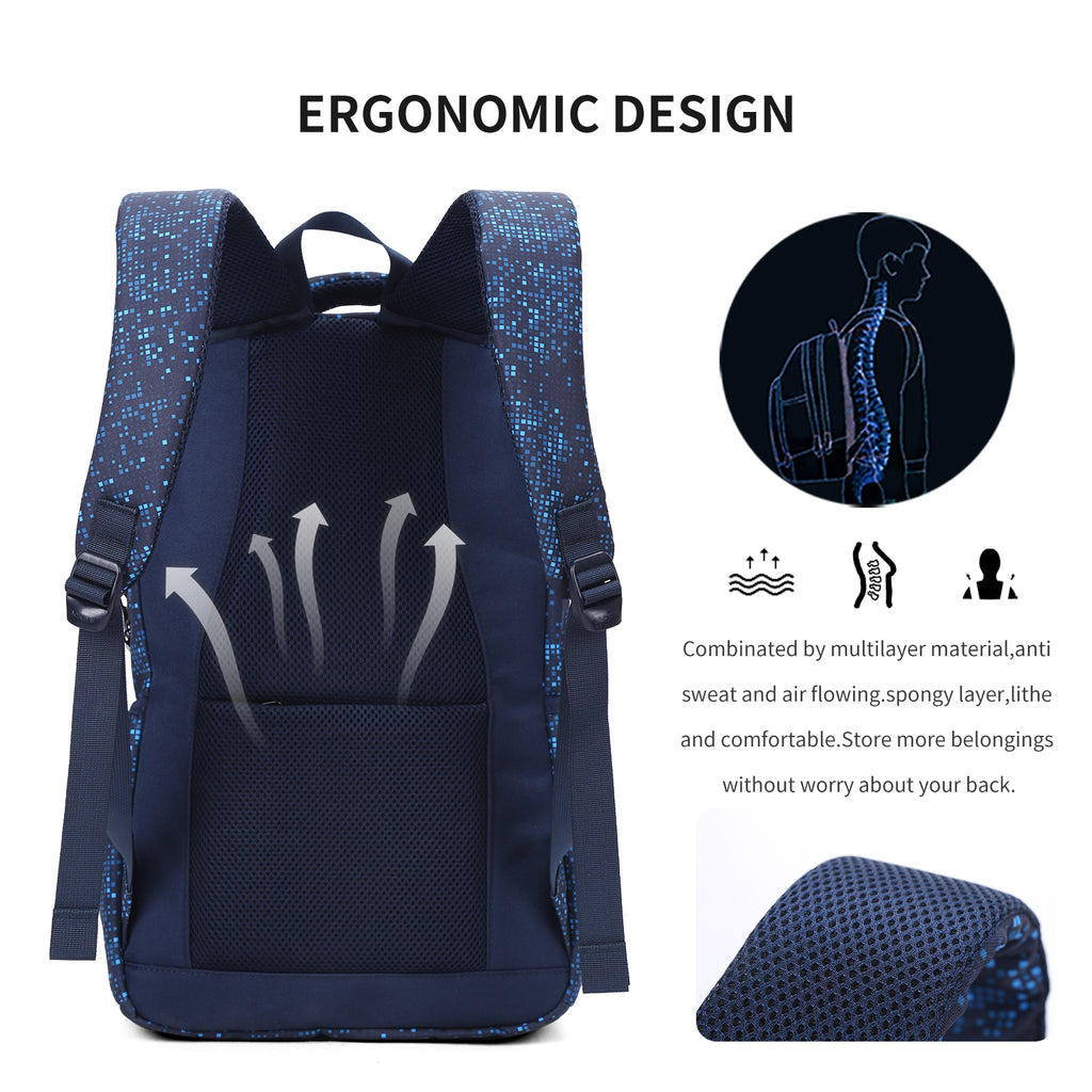 Waterproof Large Capacity Sport or School Backpack Blue AOKING