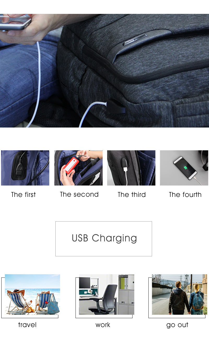 Laptop Backpack 17" with Usb Black AOKING