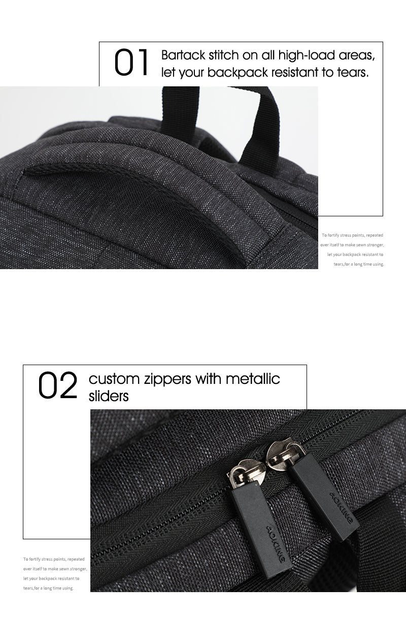 Laptop Backpack 17" with Usb Black AOKING