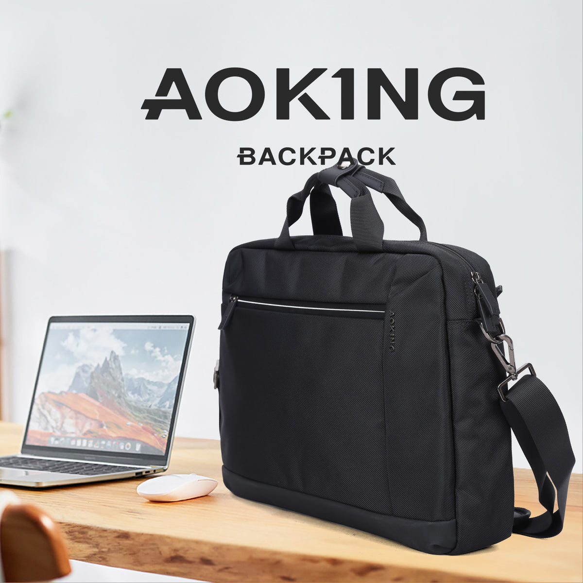 Waterproof Messenger Laptop Briefcase Black AOKING