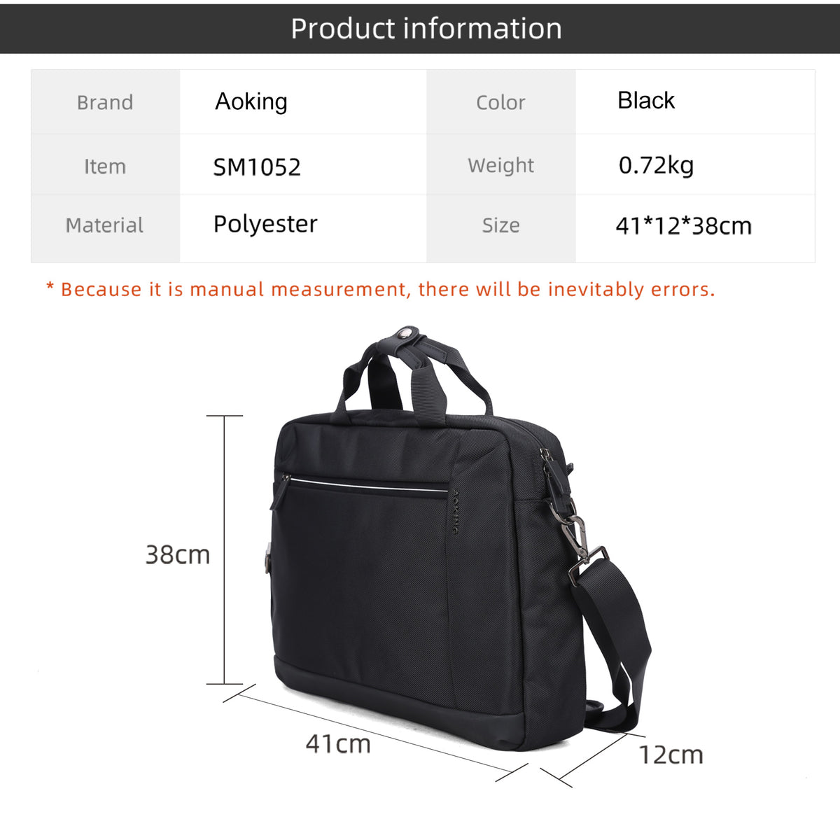 Waterproof Messenger Laptop Briefcase Black AOKING