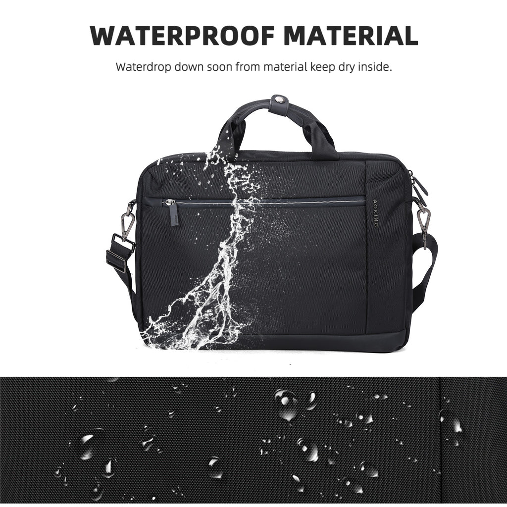 Waterproof Messenger Laptop Briefcase Black AOKING