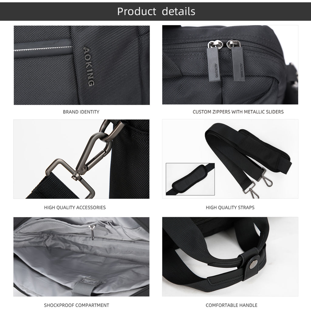 Waterproof Messenger Laptop Briefcase Black AOKING