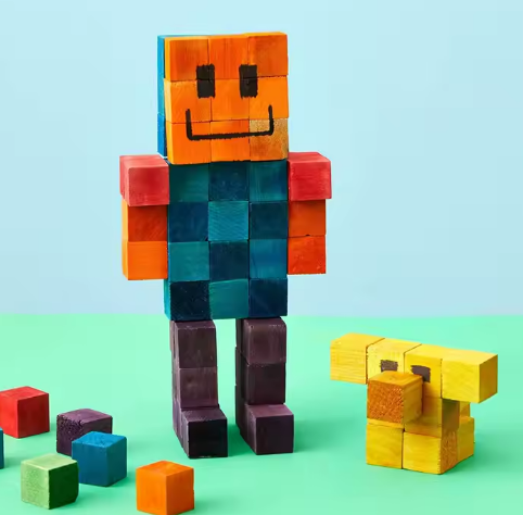 Wooden Cube 19x19x19mm 6 colors x20 cubes FOSKA