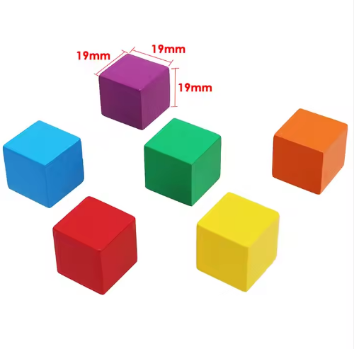 Wooden Cube 19x19x19mm 6 colors x20 cubes FOSKA