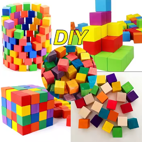 Wooden Cube 19x19x19mm 6 colors x20 cubes FOSKA