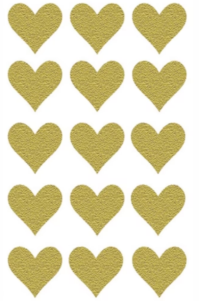 Stickers 1sh. Glitter Gold Hearts BSB