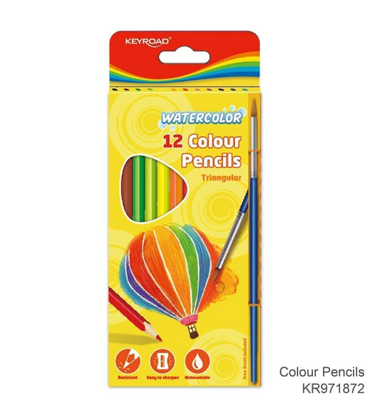 Watercolor Pencils x12 with Brush KEYROAD