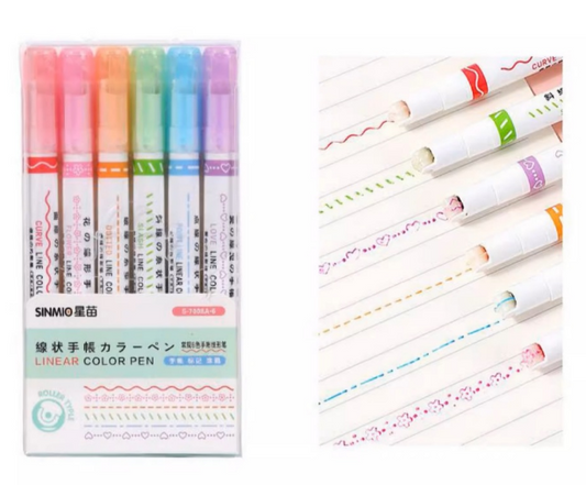 Linear color pens x6 SINMIO