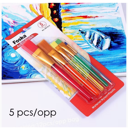 Wooden brush set x5 colorful brushes set FOSKA