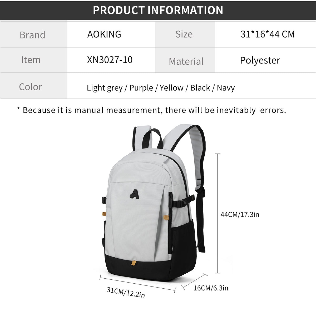 Casual Backpack Sport or School Waterproof AOKING