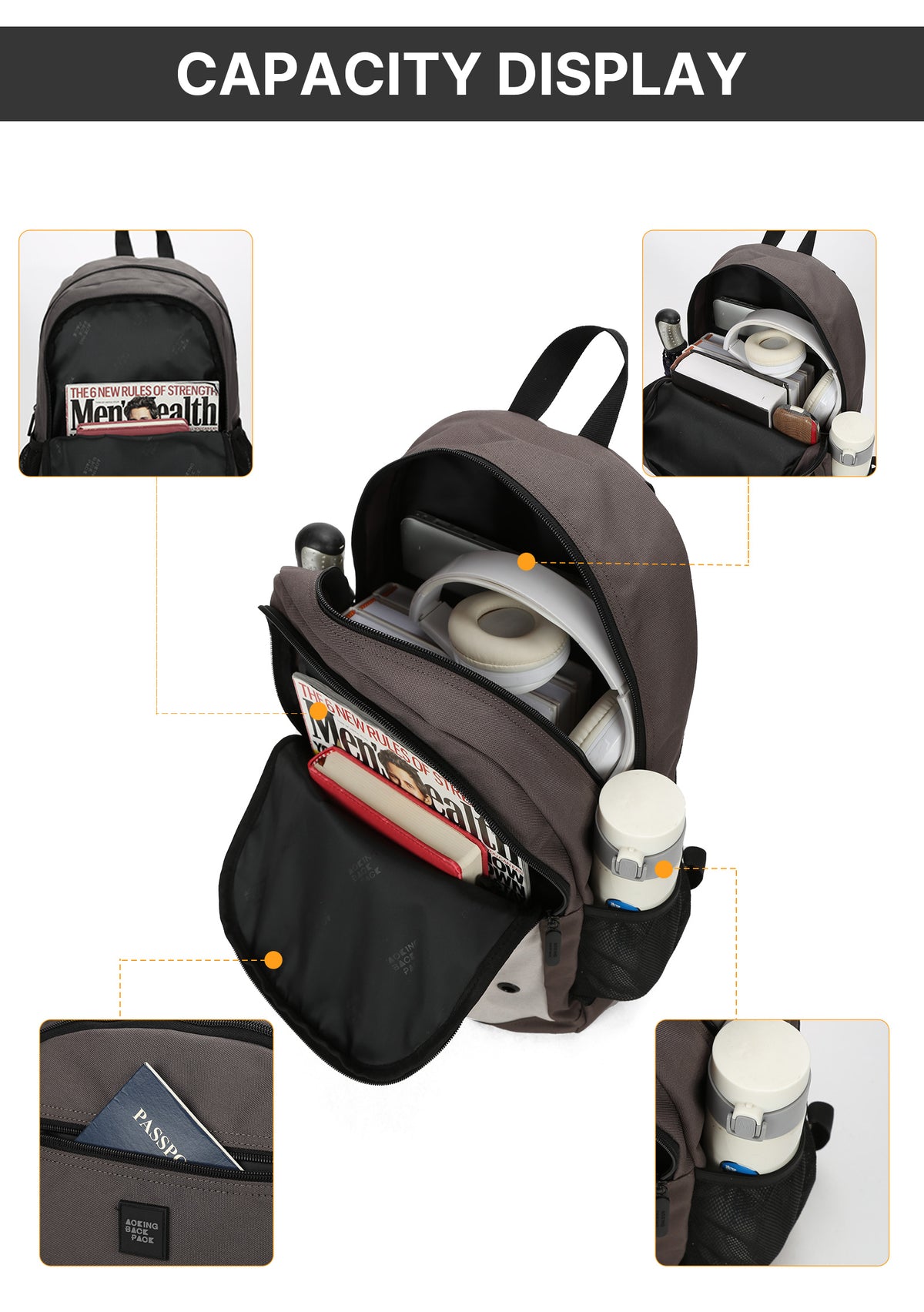 Backpack Lightweight Foldable Casual Sport Pea Green AOKING