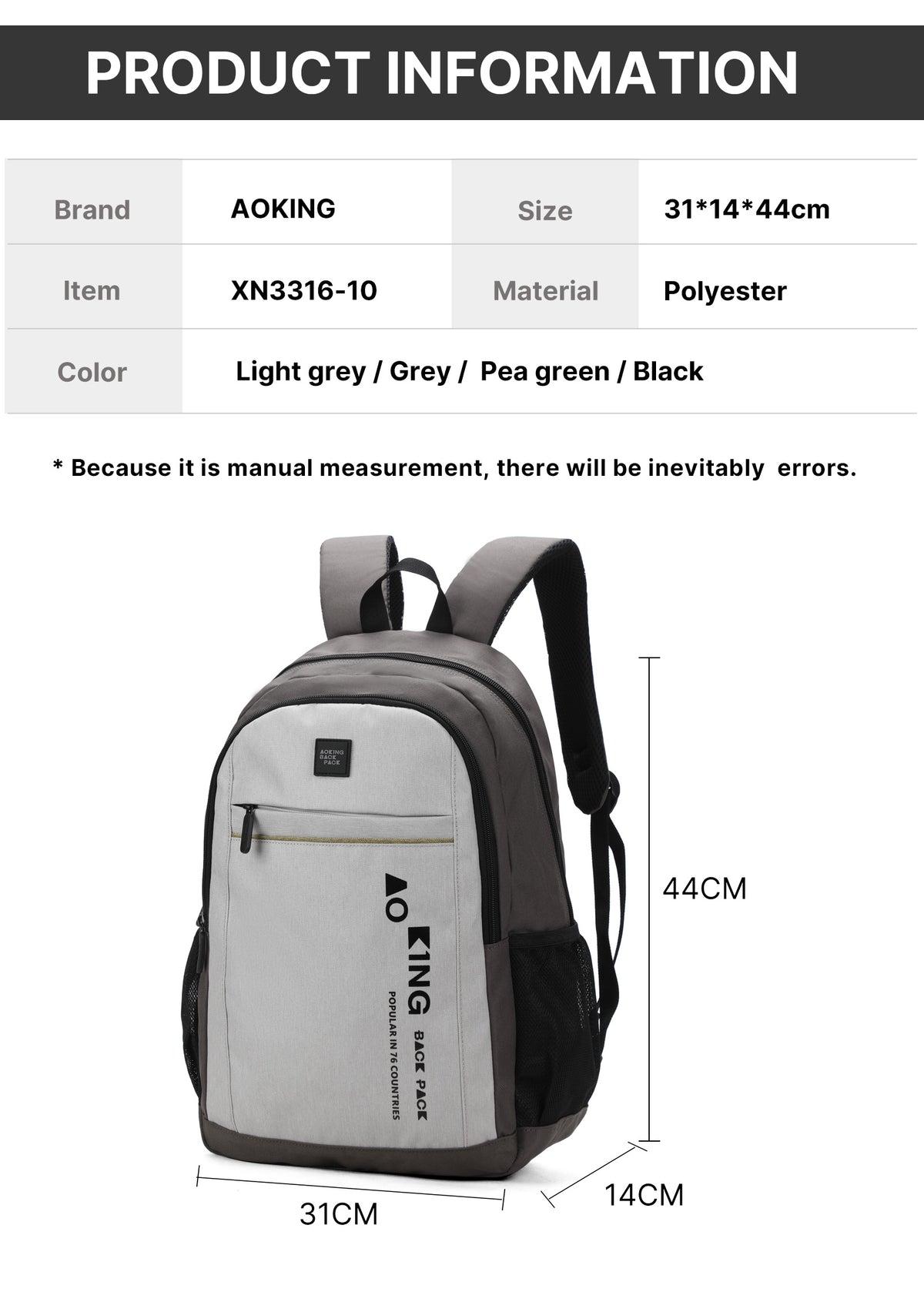 Backpack Lightweight Foldable Casual Sport AOKING