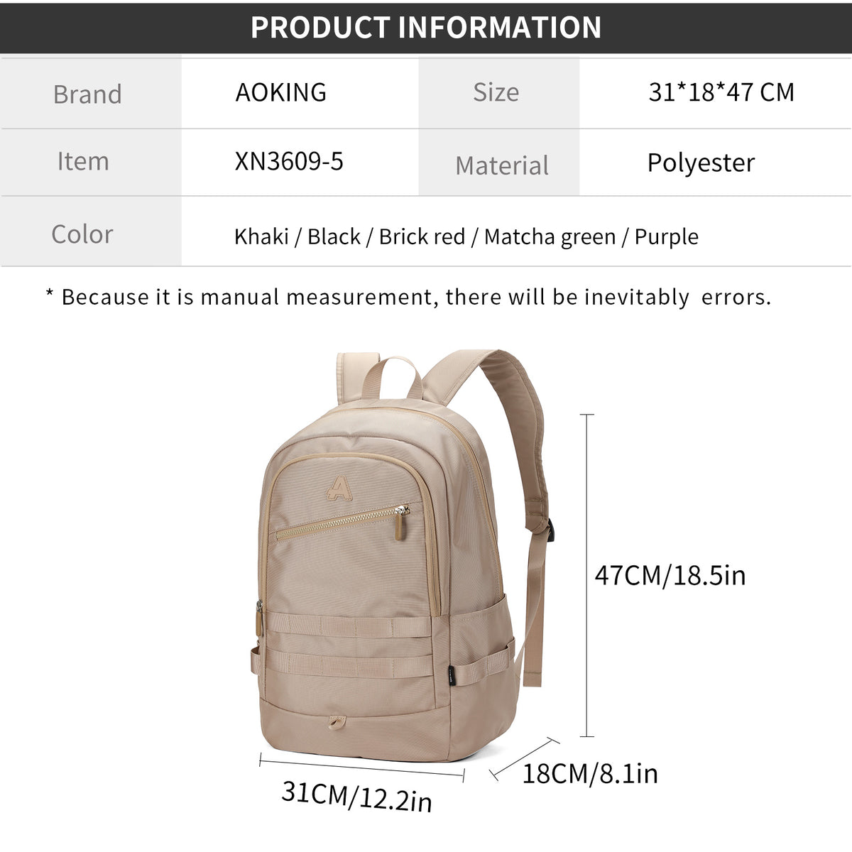 Backpack Foldable Outdoor Casual Sport or School AOKING