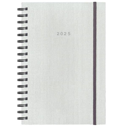 Diary Daily 2025 Fabric Spiral White+Lastixo 12x17mm NEXT