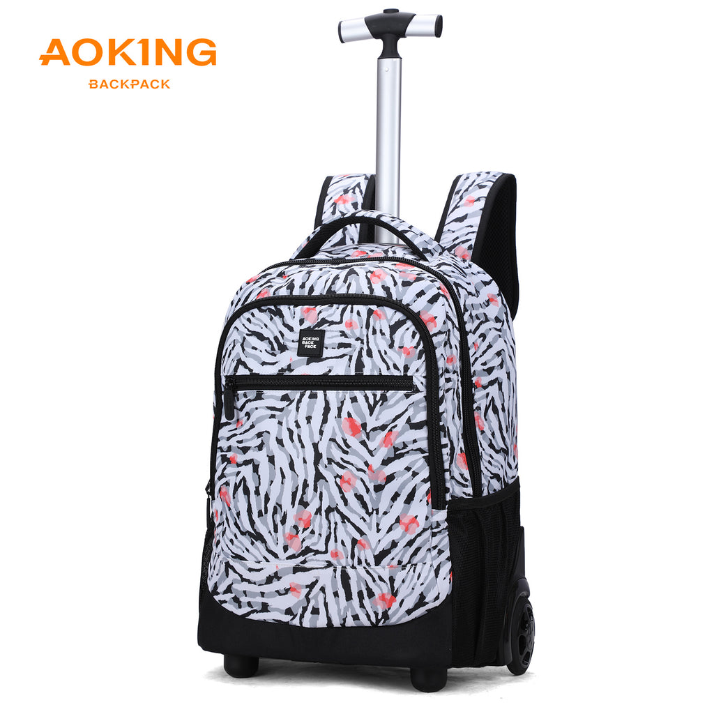 Backpack Large Capacity Foldable Trolley Backpack Zebra AOKING