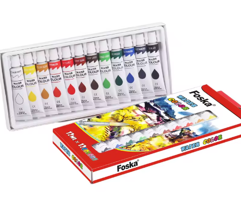 Water colour paints set 12ml each x12 colours FOSKA