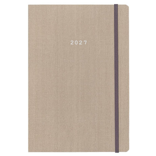 Diary Fabric Daily Flexi Beige 17x25 2027 NEXT