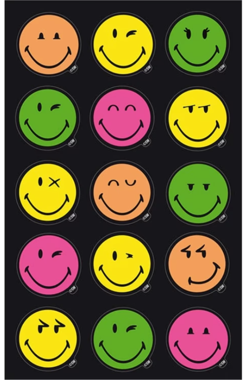 Stickers 3sh. Neon Smiley BSB