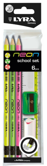 Pencil pack 3 pencils 15cm ruler with sharpener and rubber band LYRA