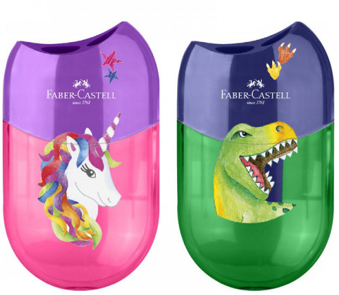 Double hole Sharpener Sleeve Unicorn OR Dinosaur FABER-CASTELL