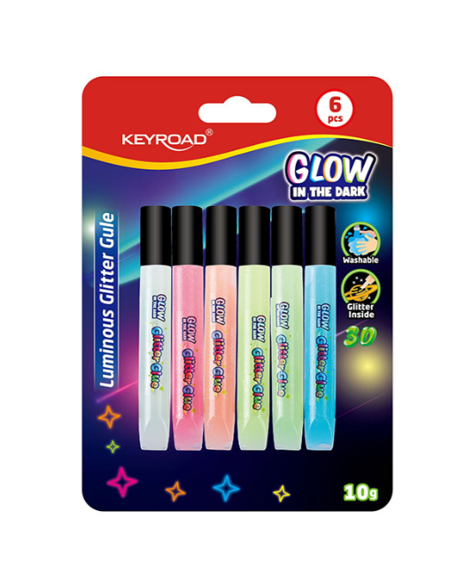 Glitter Glue glow in the dark x6 KEYROAD